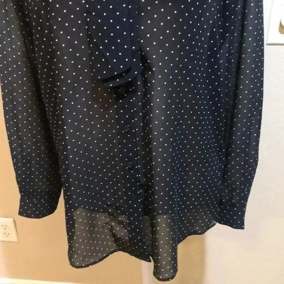 Banana Republic Long Sleeve Polka Dot Sheer Button Front Blouse Neck Tie-Size S - Picture 7 of 7